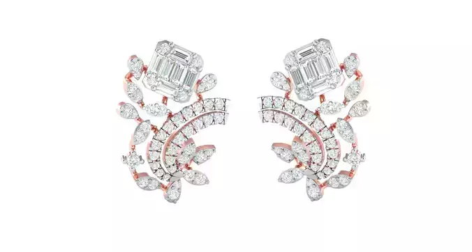 Women Earrings 3dm STL OBJ FBX Render Details  3D print model