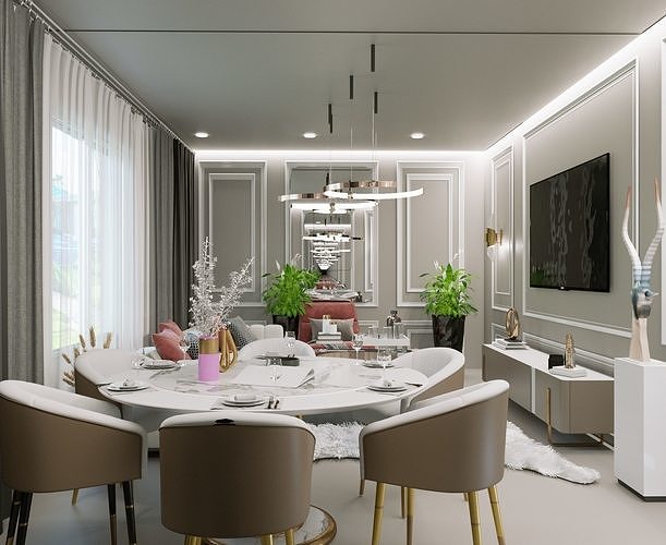 living room free 3D model 3D printable | CGTrader