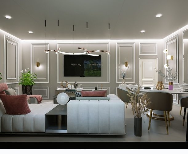 living room free 3D model 3D printable | CGTrader
