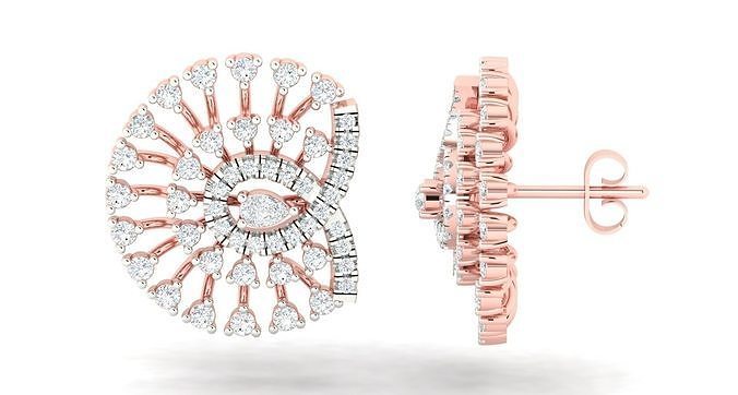 Women Earrings 3dm STL OBJ FBX Renders Details  3D print model