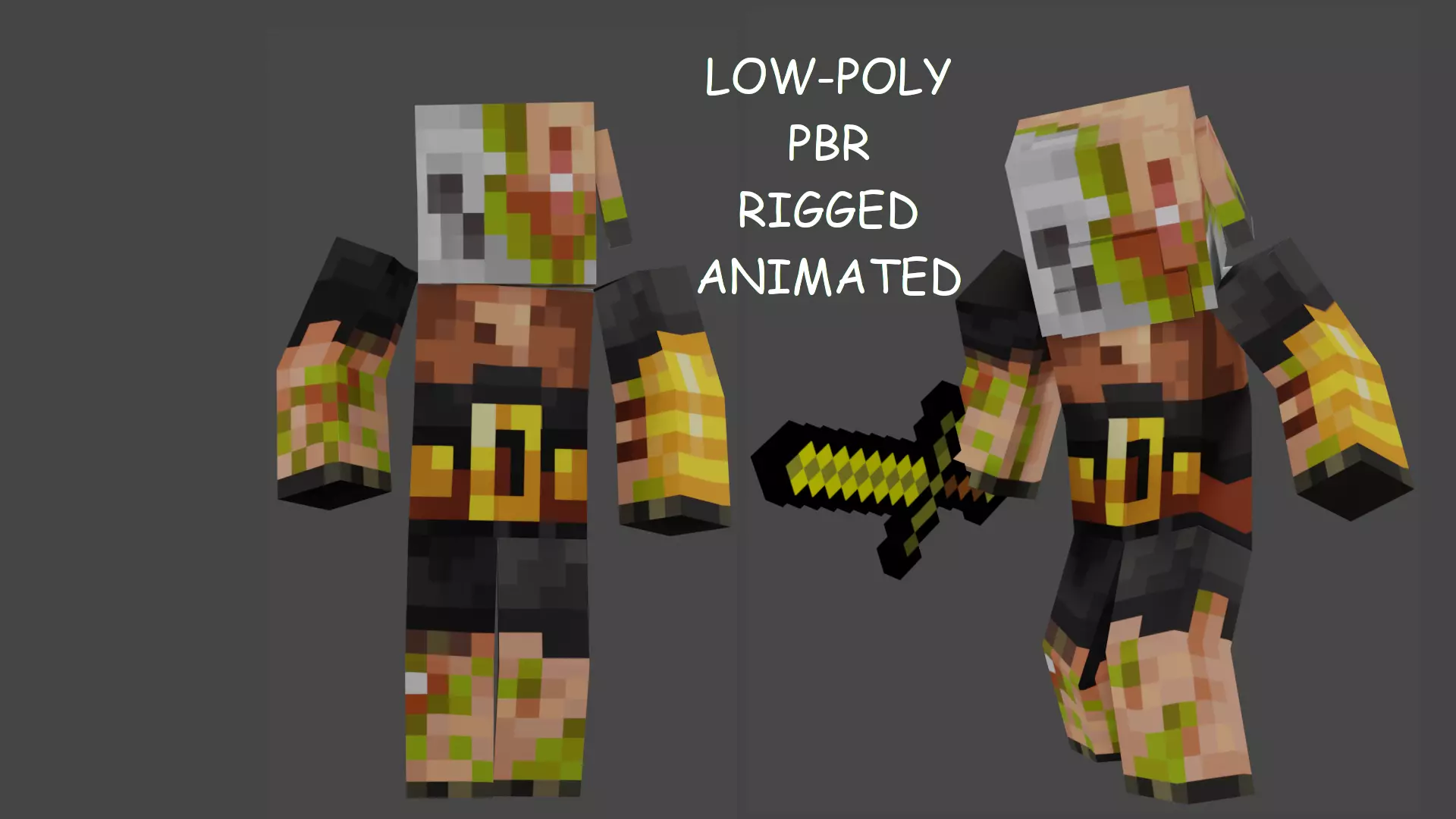 MINECRAFT ZOMBIFIED PIGLIN RIGGED ANIMATED Low-poly 3D model Low-poly 3D model_0