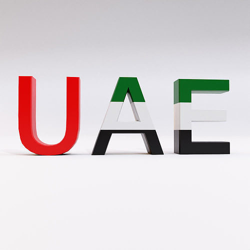 United Arab Emirates country Name text 3d model  Low-poly 3D model