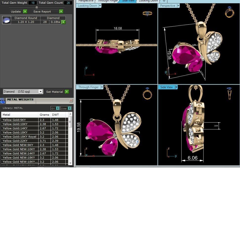 Women Pear Diamond Pendants 3dm STL OBJ FBX Renders Details 3D print model_5