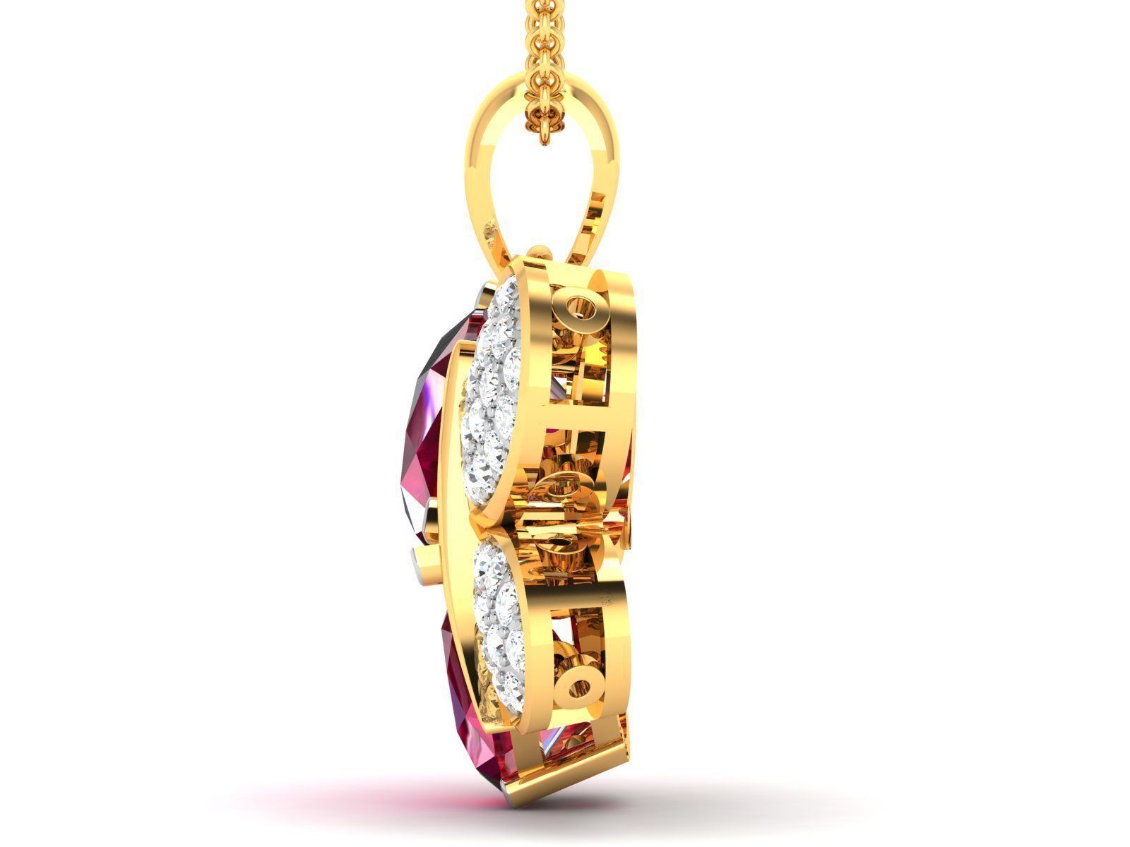 Women Pear Diamond Pendants 3dm STL OBJ FBX Renders Details 3D print model_4