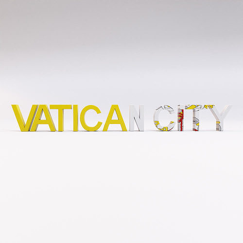 Vatican City country name text 3d model  Low-poly 3D model