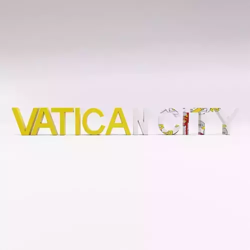 Vatican City country name text 3d model  Low-poly 3D model