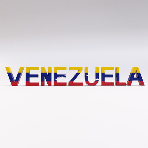 Venezuela country Name text 3d model  Low-poly 3D model