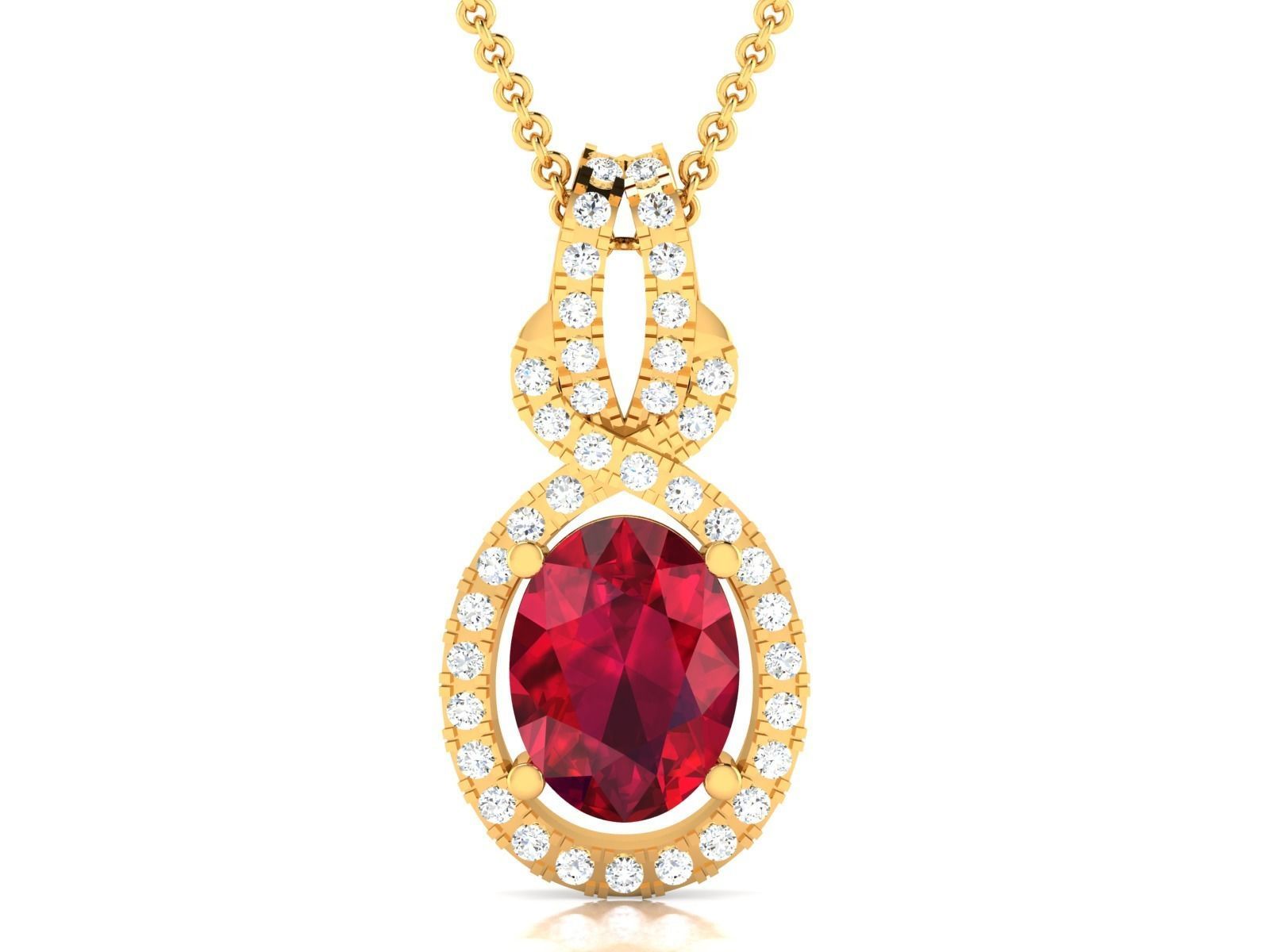 Women Oval Diamond Pendants 3dm STL OBJ FBX Renders Details 3D print model_1