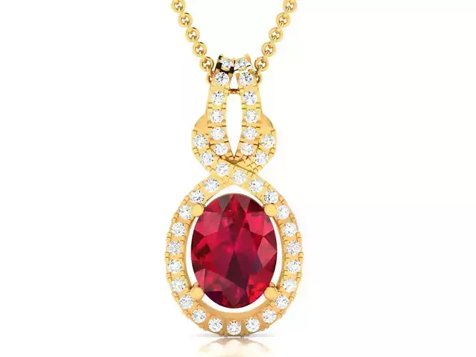 Women Oval Diamond Pendants 3dm STL OBJ FBX Renders Details
