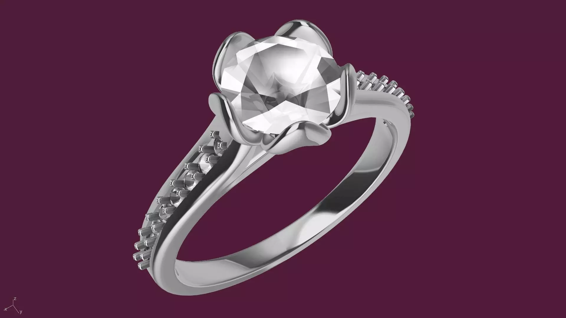 peacock petal set diamond ring stl verified 3D print model