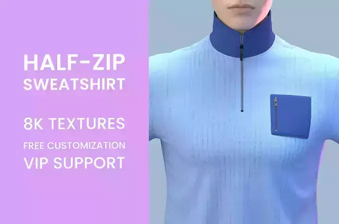 MENS SLIM FIT HALF ZIP SWEATSHIRT