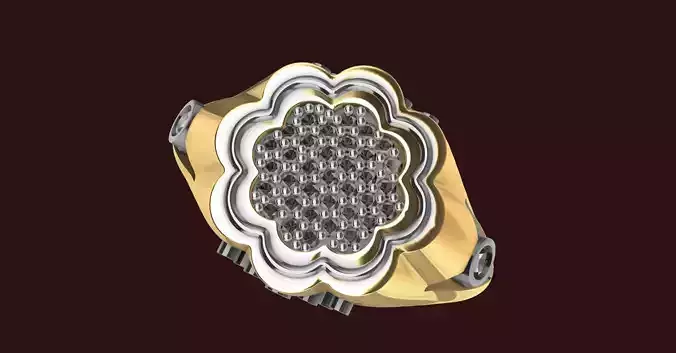 pave signet ring stl verified 3D print model