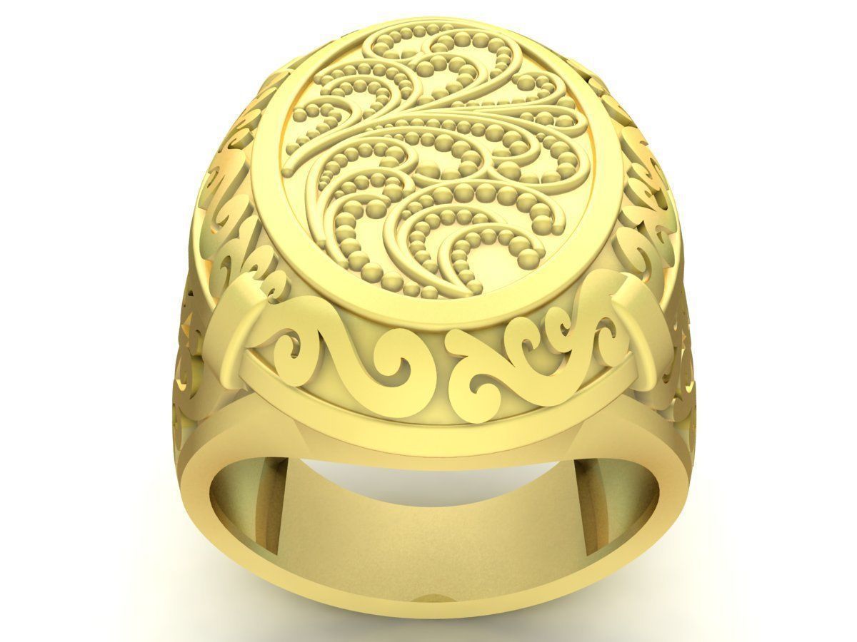 texture art men ring 3407 3D print model_1