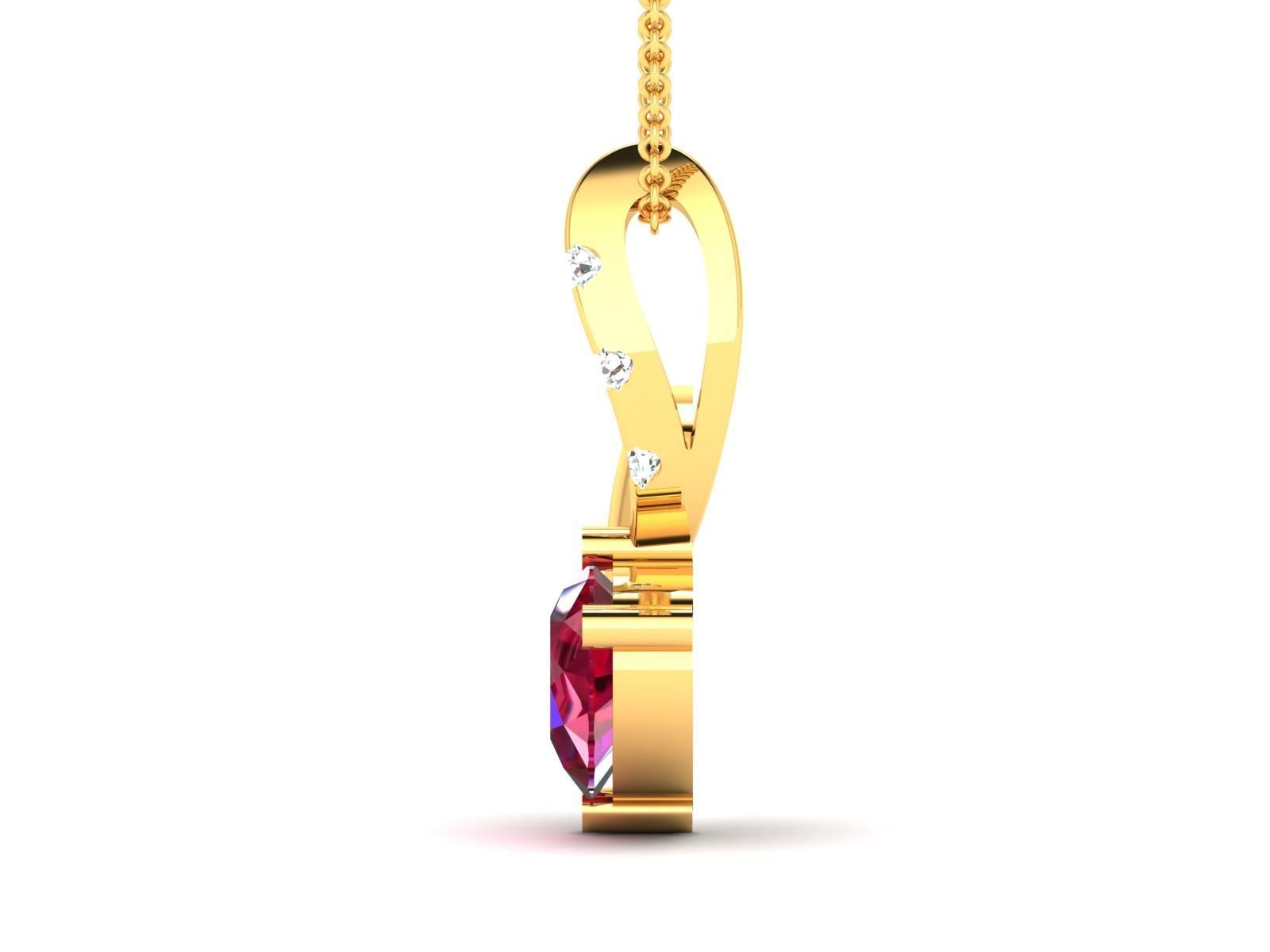 Women Heart Pear Diamond Pendant 3dm STL OBJ FBX Renders Details 3D print model_6