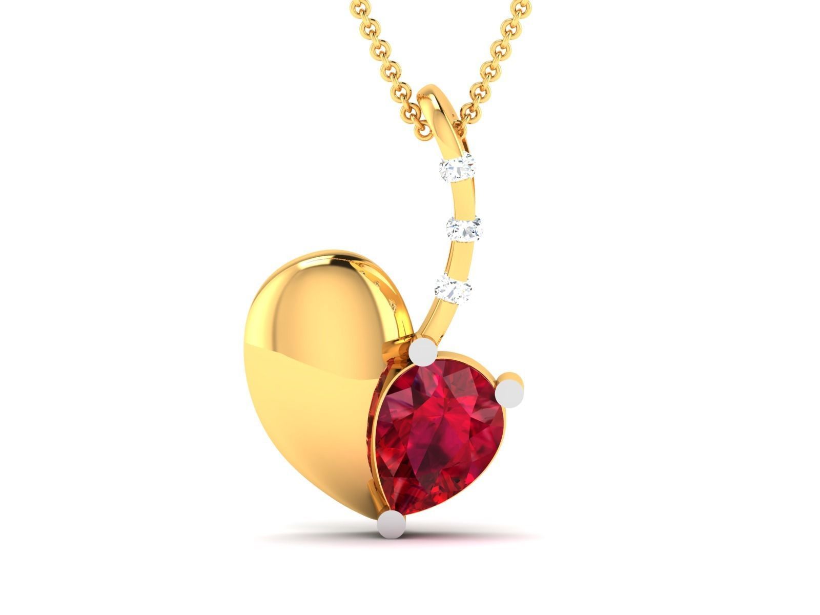 Women Heart Pear Diamond Pendant 3dm STL OBJ FBX Renders Details 3D print model_3