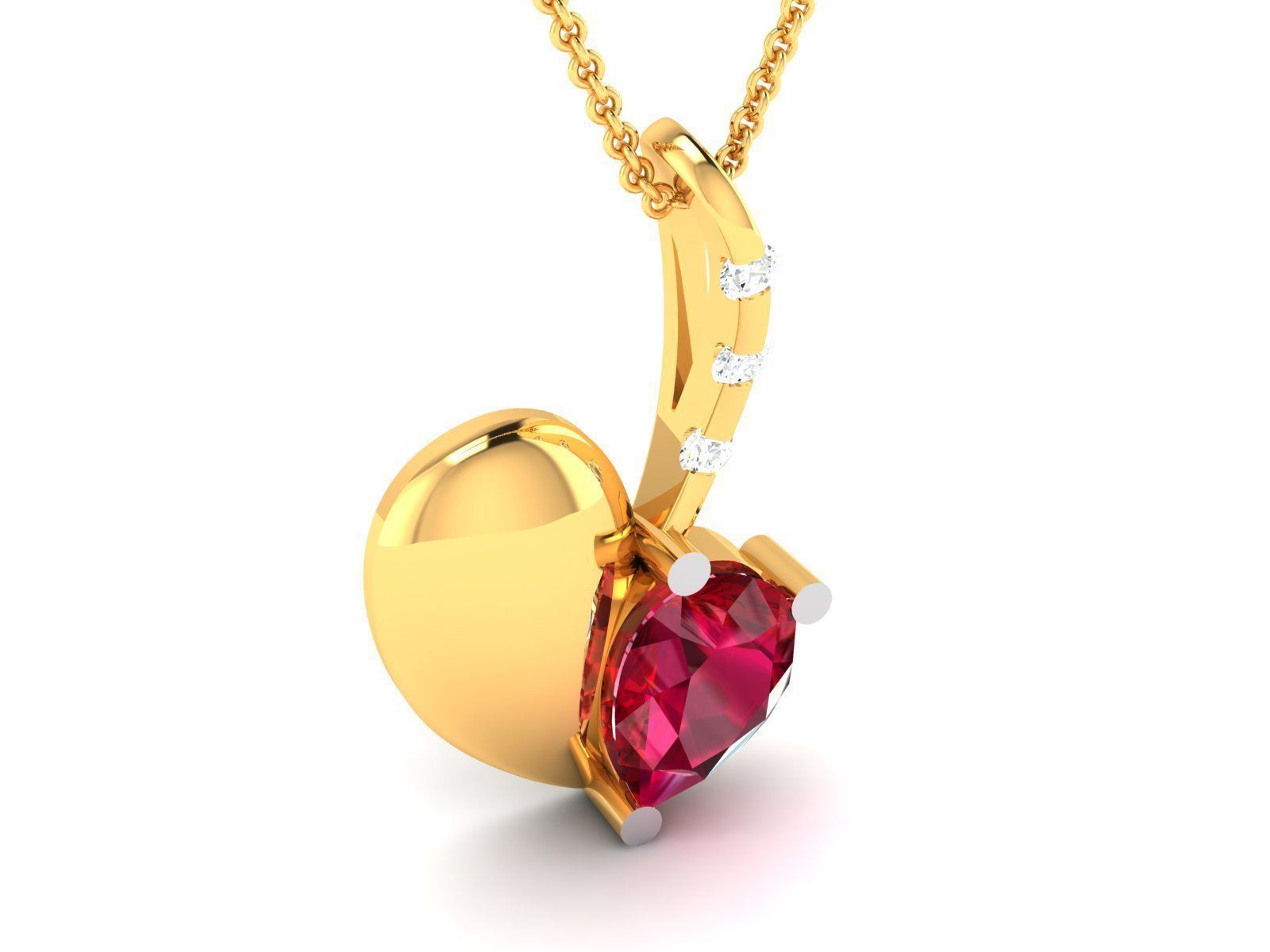 Women Heart Pear Diamond Pendant 3dm STL OBJ FBX Renders Details 3D print model_1
