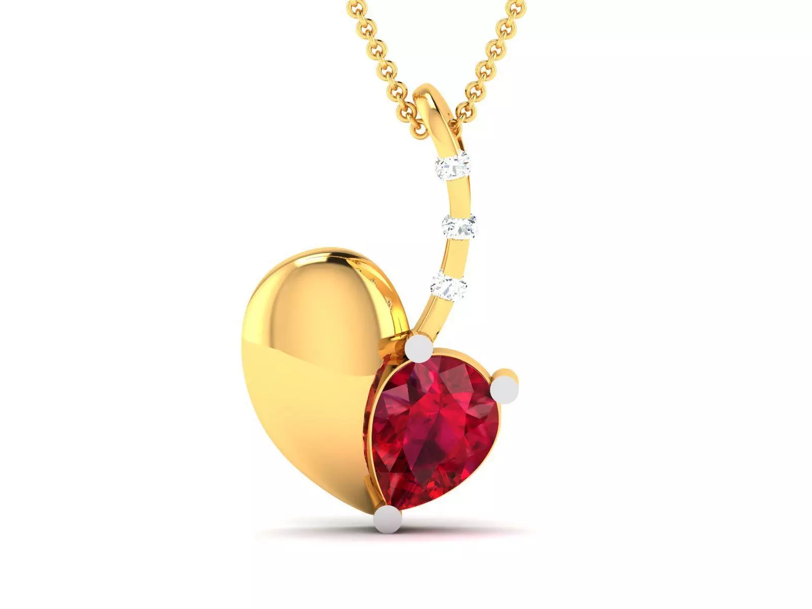 Women Heart Pear Diamond Pendant 3dm STL OBJ FBX Renders Details 3D print model_0