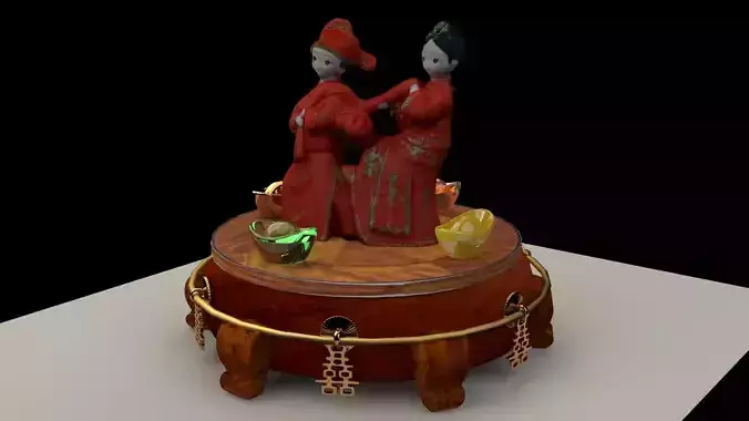 Chinese display stand with wedding couple 