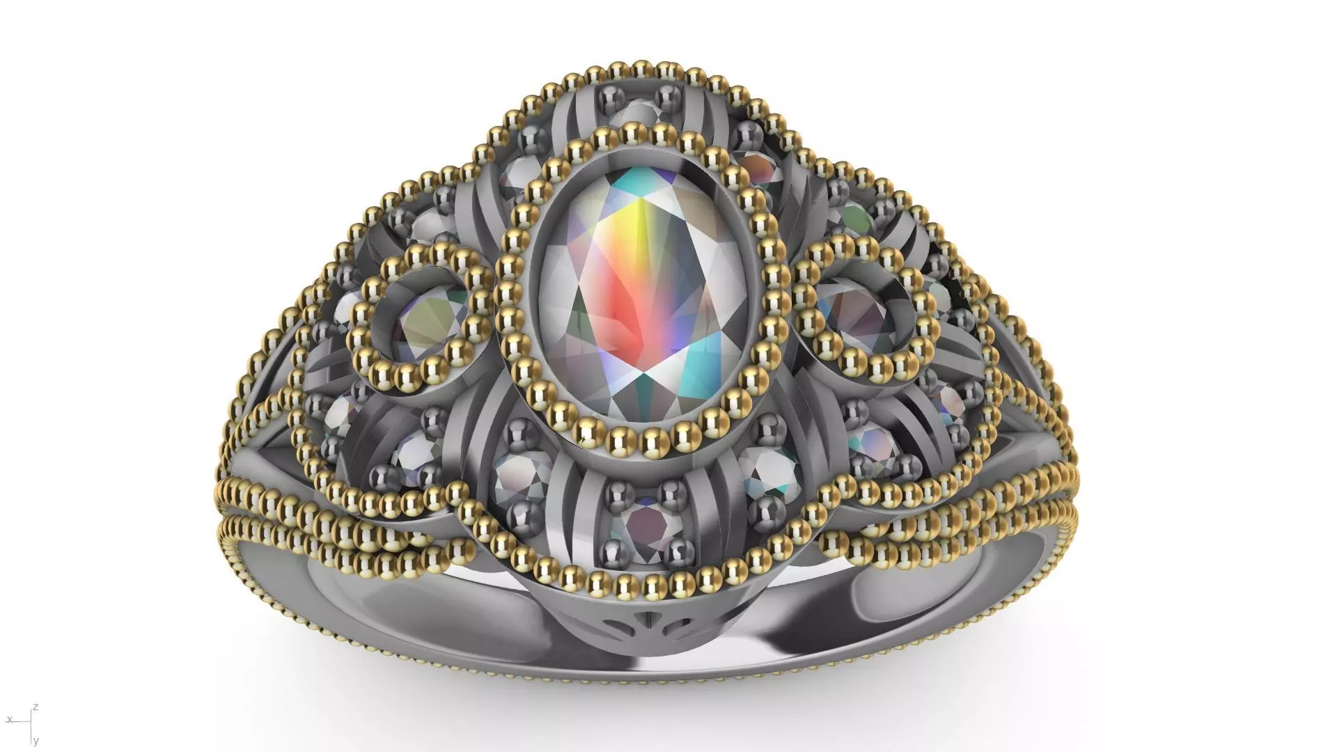 oval cut diamond ring stl verified 3D print model