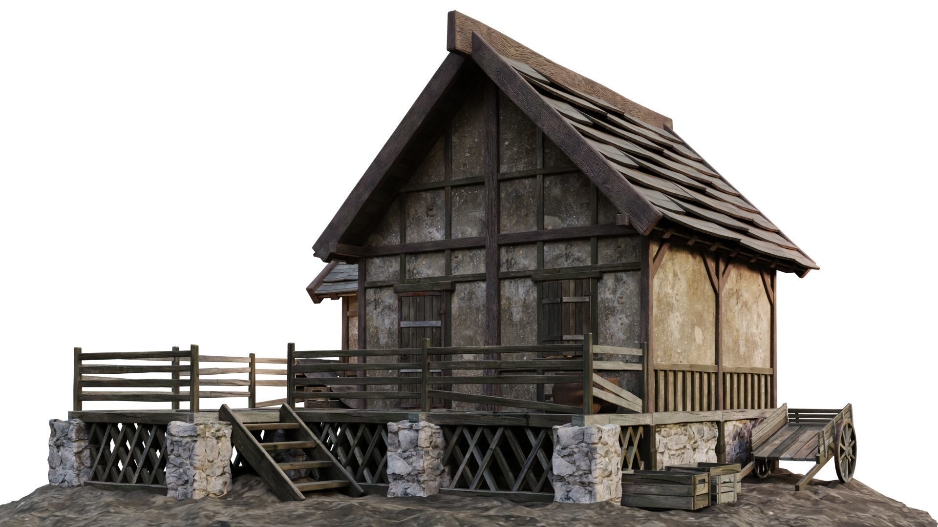 Old House Medieval 17 PBR 4K GameReady Low-poly 3D model_9
