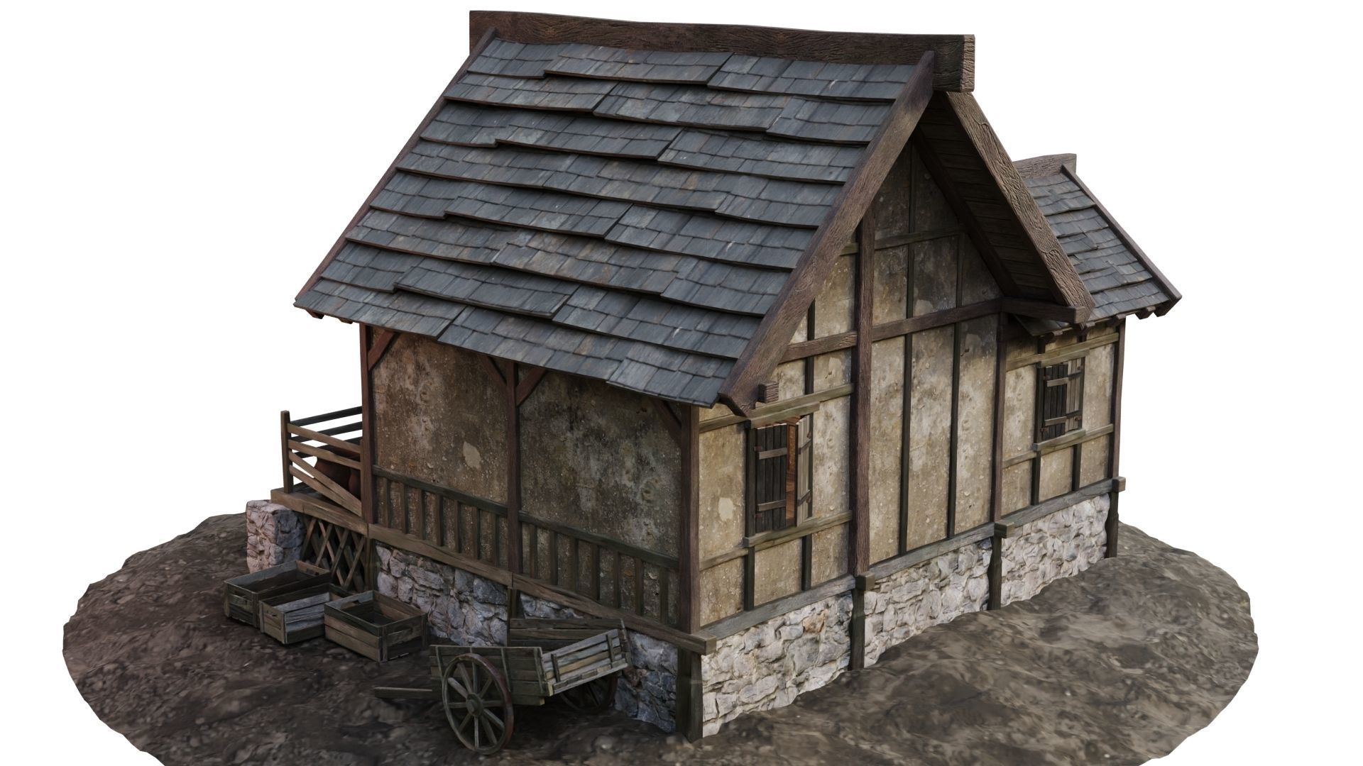 Old House Medieval 17 PBR 4K GameReady Low-poly 3D model_11