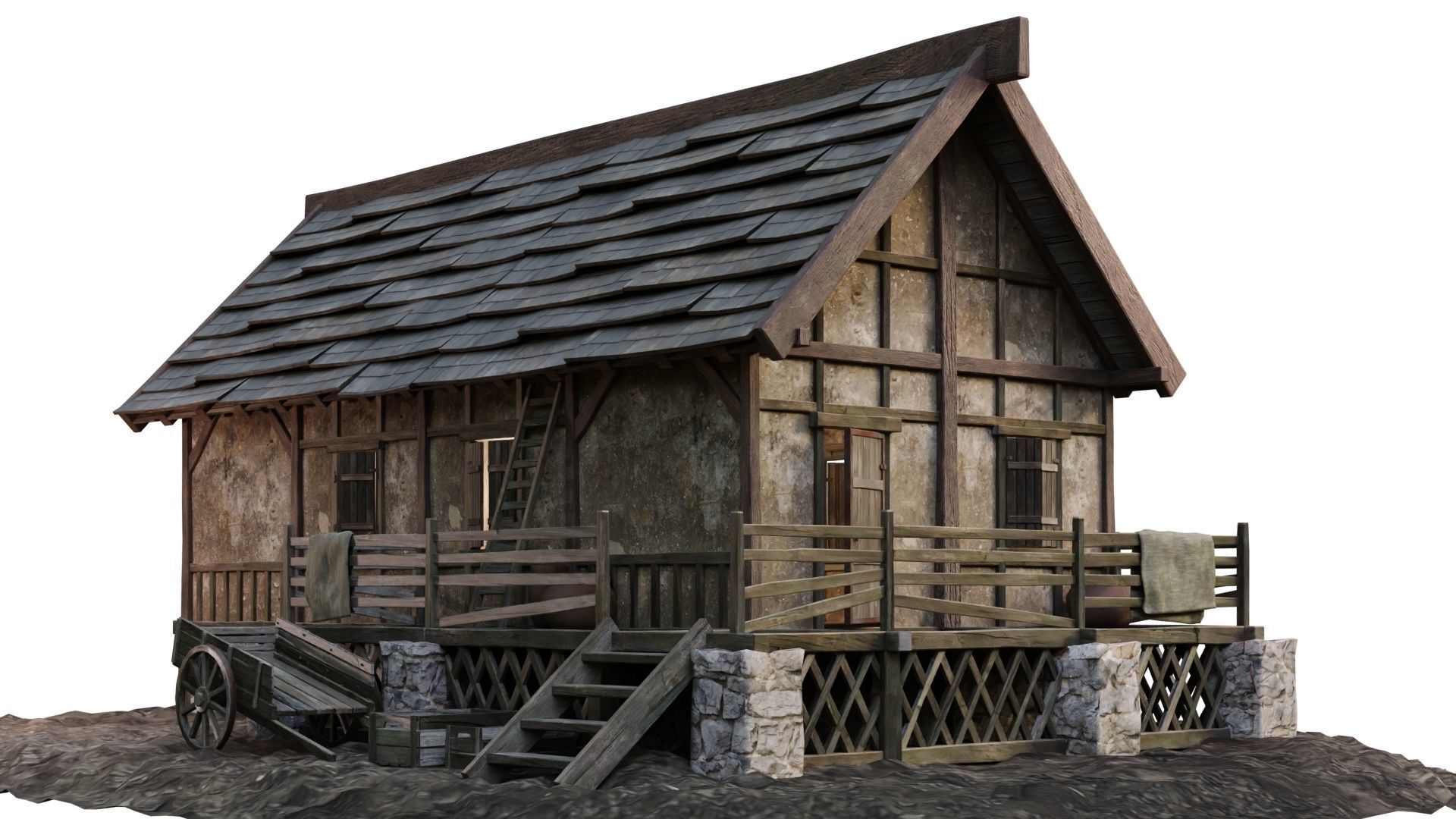 Old House Medieval 18 PBR 4K GameReady Low-poly 3D model_1