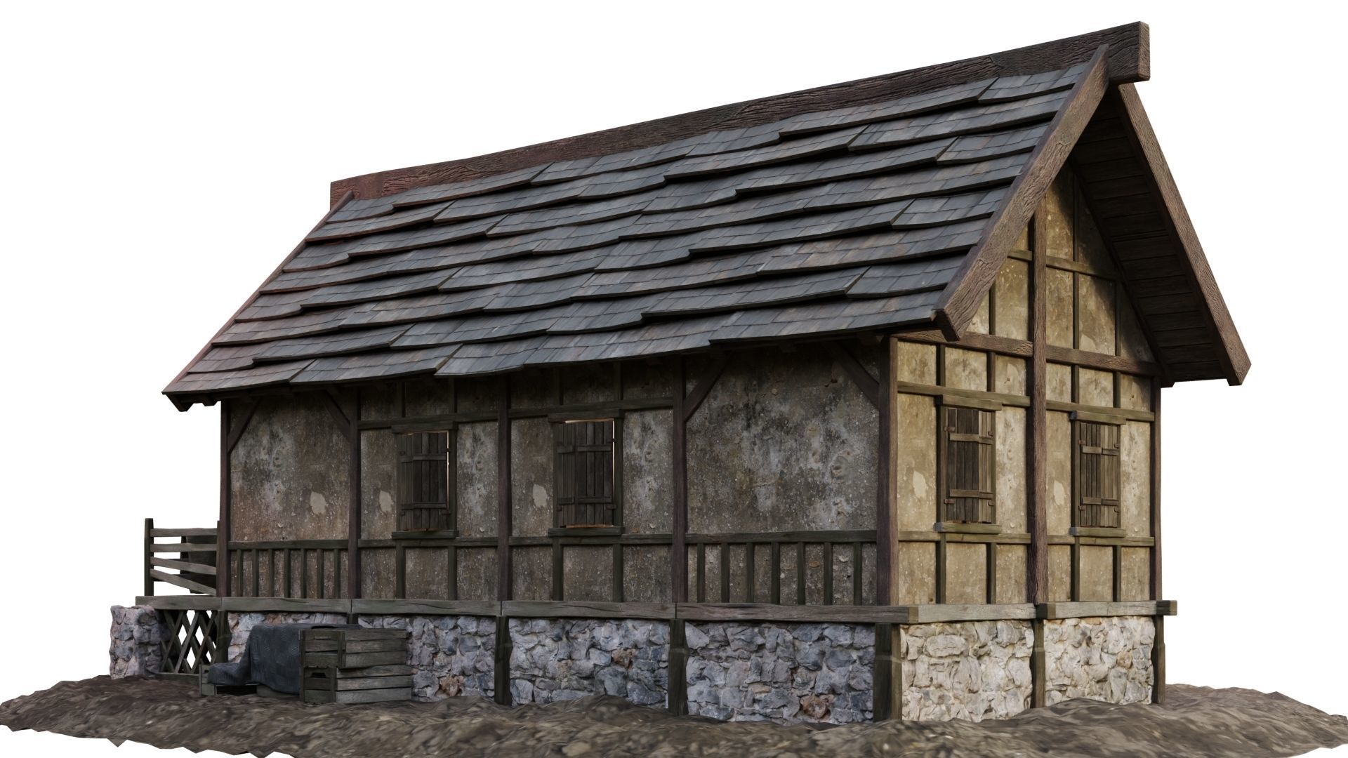 Old House Medieval 18 PBR 4K GameReady Low-poly 3D model_9