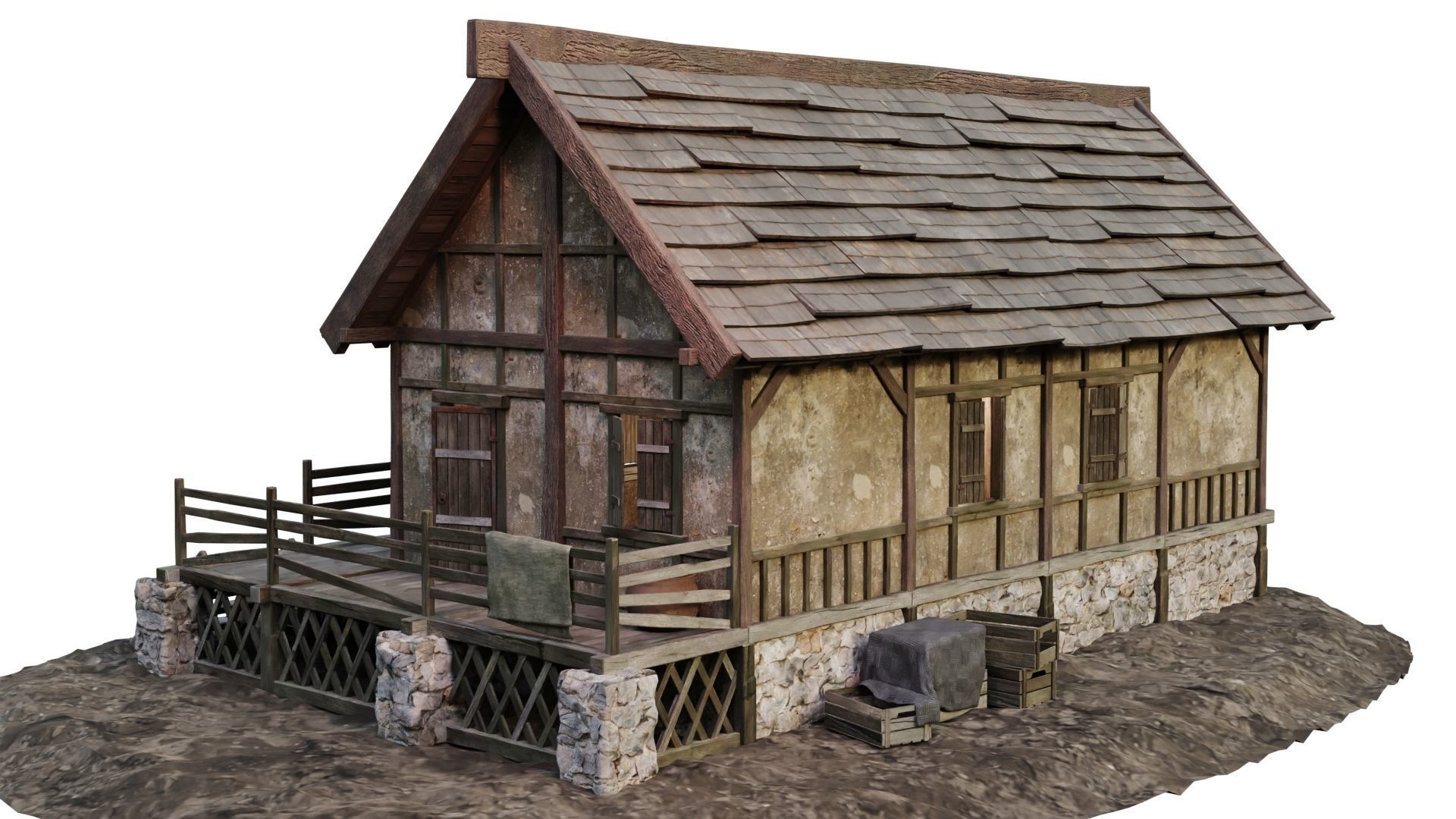 Old House Medieval 18 PBR 4K GameReady Low-poly 3D model_12
