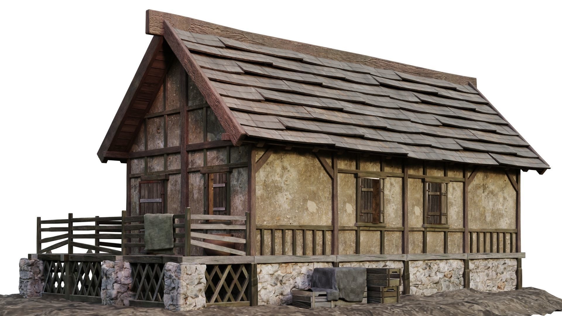 Old House Medieval 18 PBR 4K GameReady Low-poly 3D model_3