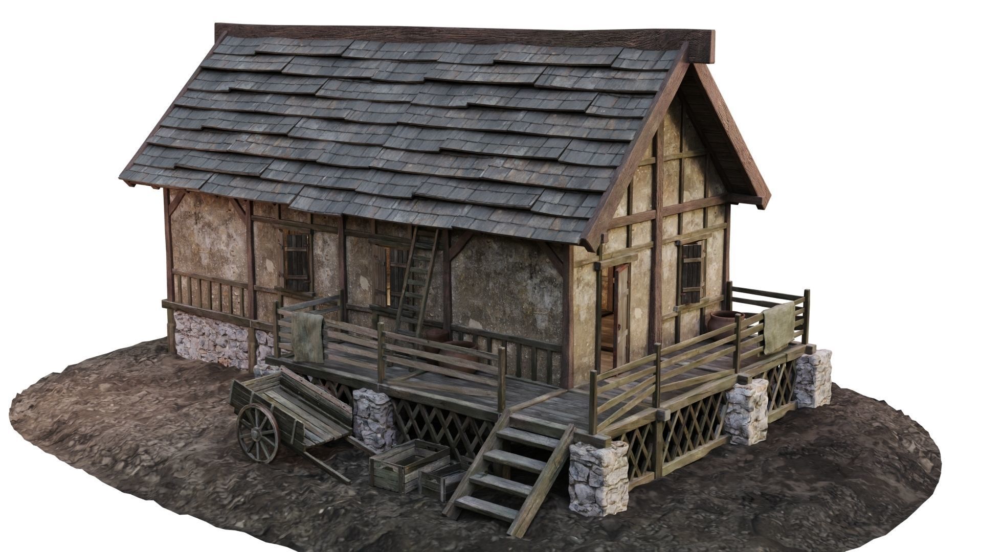 Old House Medieval 18 PBR 4K GameReady Low-poly 3D model_7