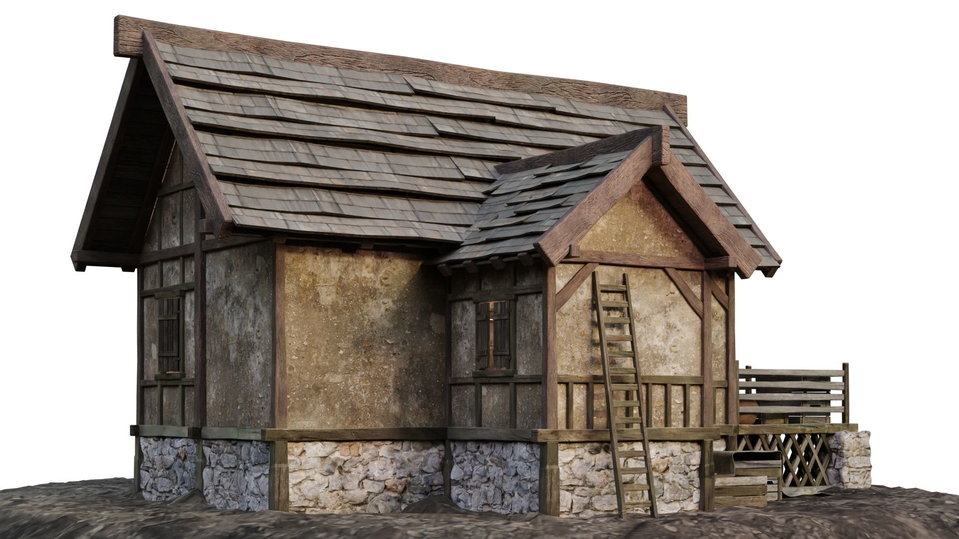 Old House Medieval 19 PBR 4K GameReady Low-poly 3D model_7