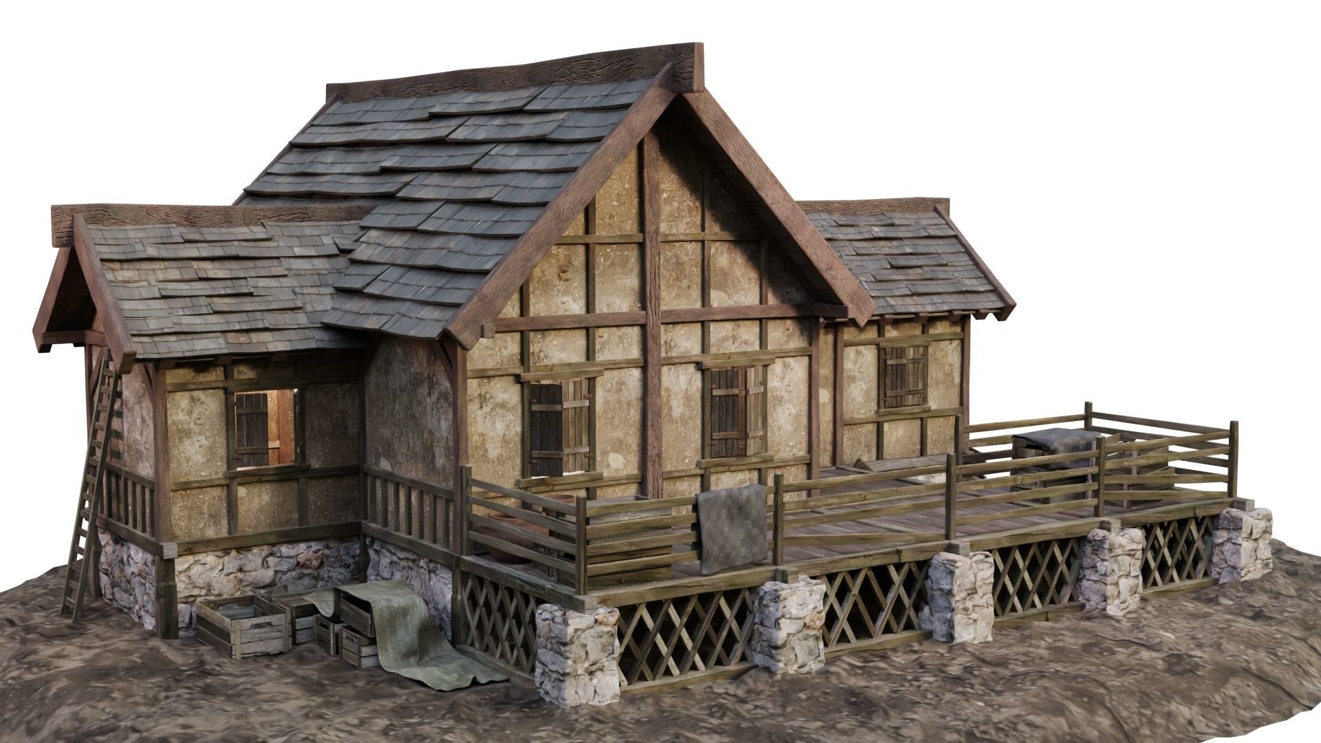 Old House Medieval 19 PBR 4K GameReady Low-poly 3D model_10