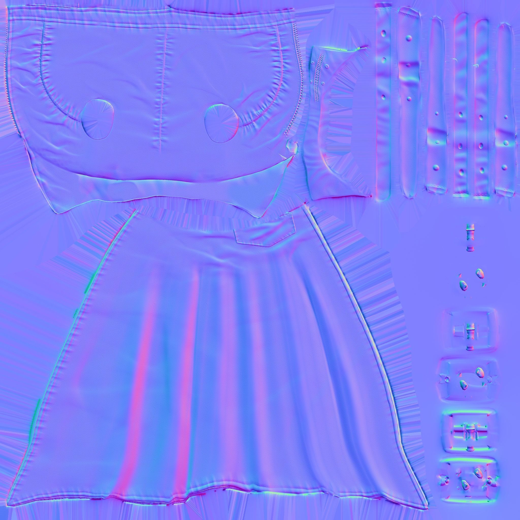 Sleeveless Asymmetric Long Coat Low-poly 3D model_11