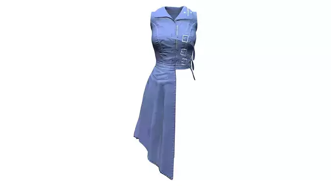 Sleeveless Asymmetric Long Coat Low-poly 3D model Sleeveless Asymmetric Long Coat Low-poly 3D model