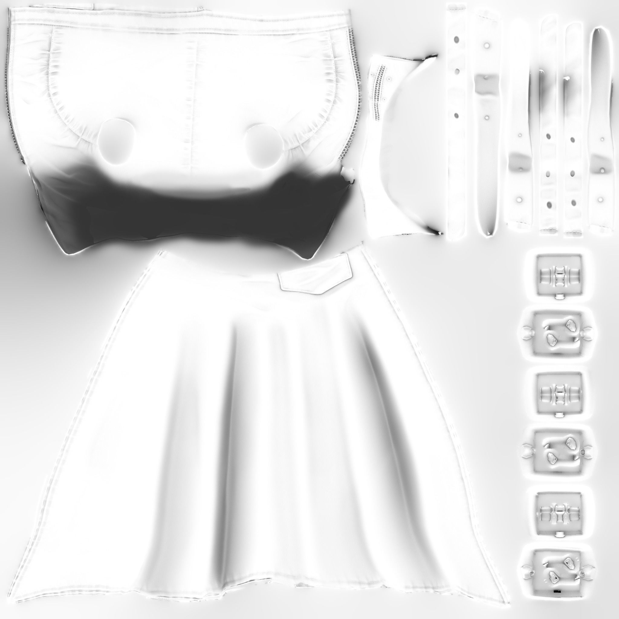 Sleeveless Asymmetric Long Coat Low-poly 3D model_13