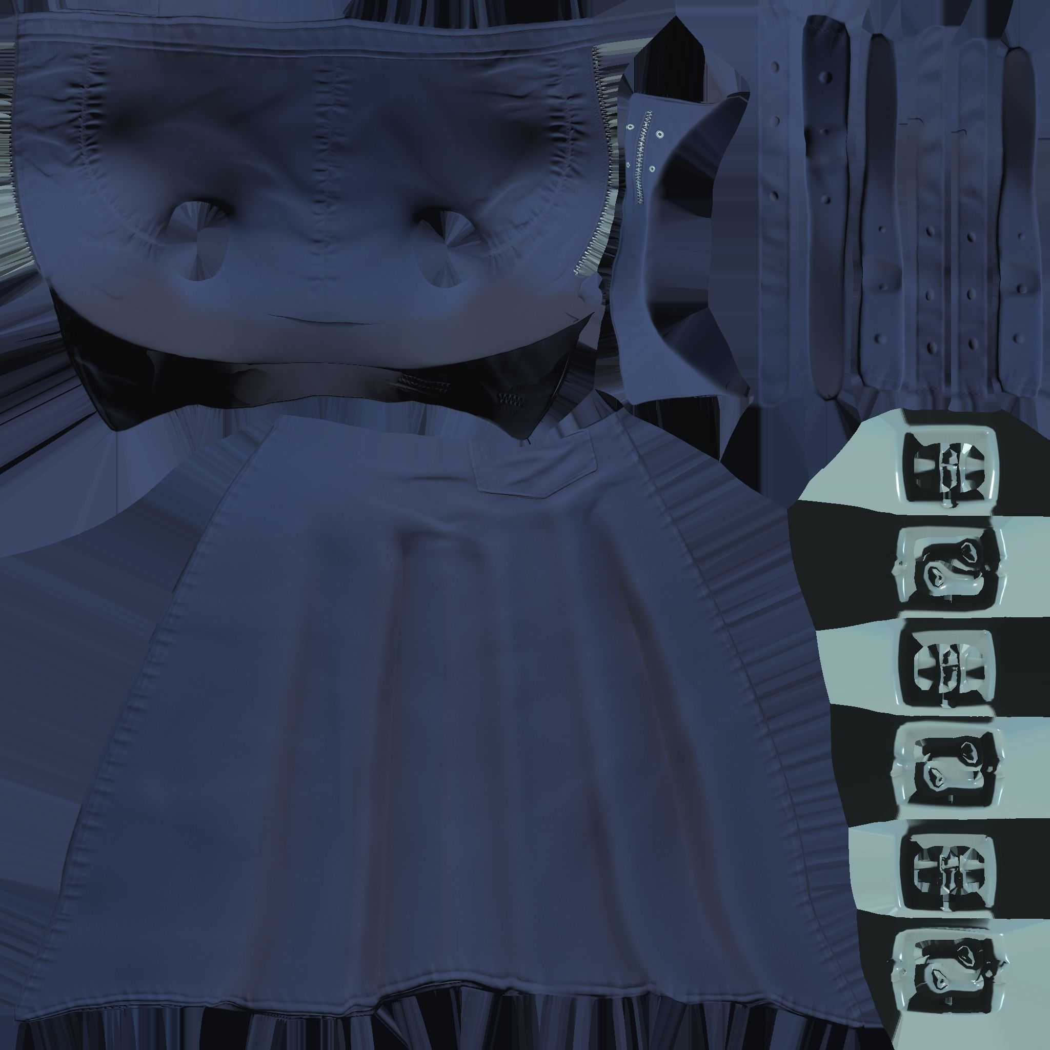 Sleeveless Asymmetric Long Coat Low-poly 3D model_10