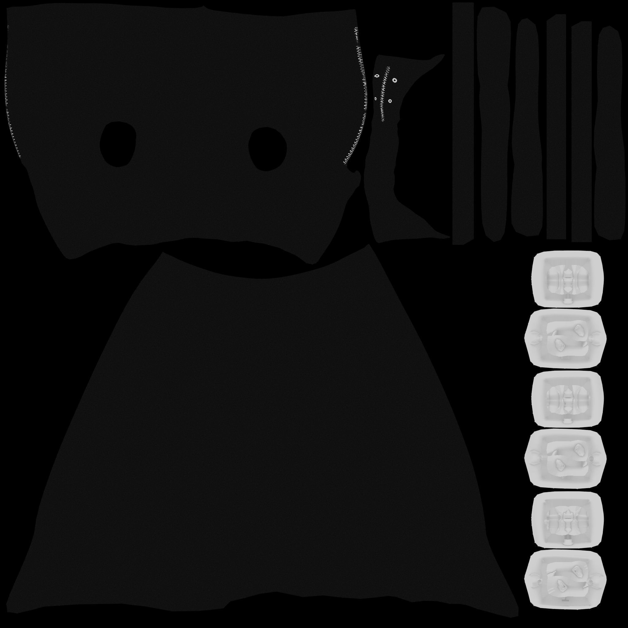 Sleeveless Asymmetric Long Coat Low-poly 3D model_12