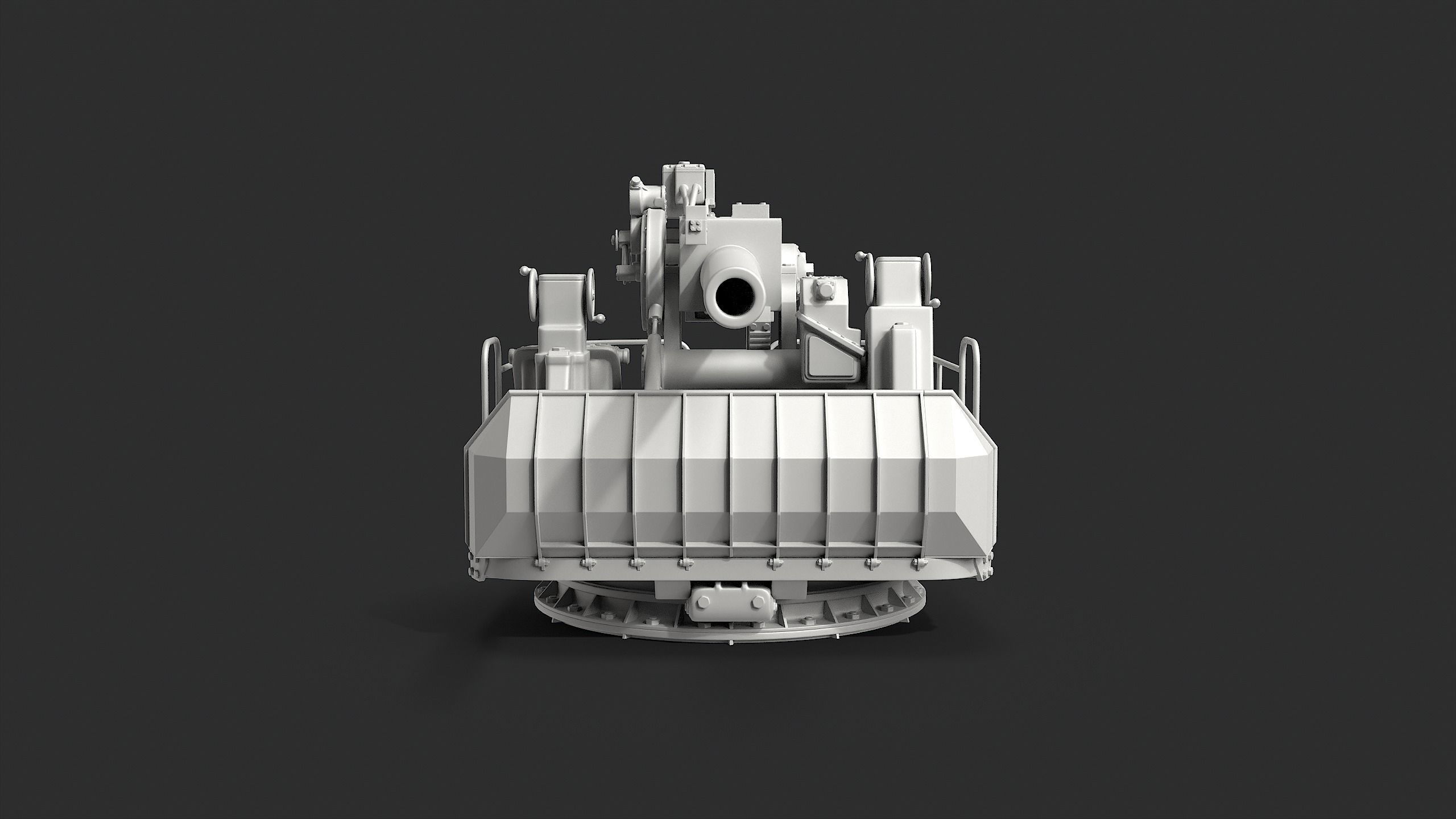 5-inch open mount naval cannon 3D model_10