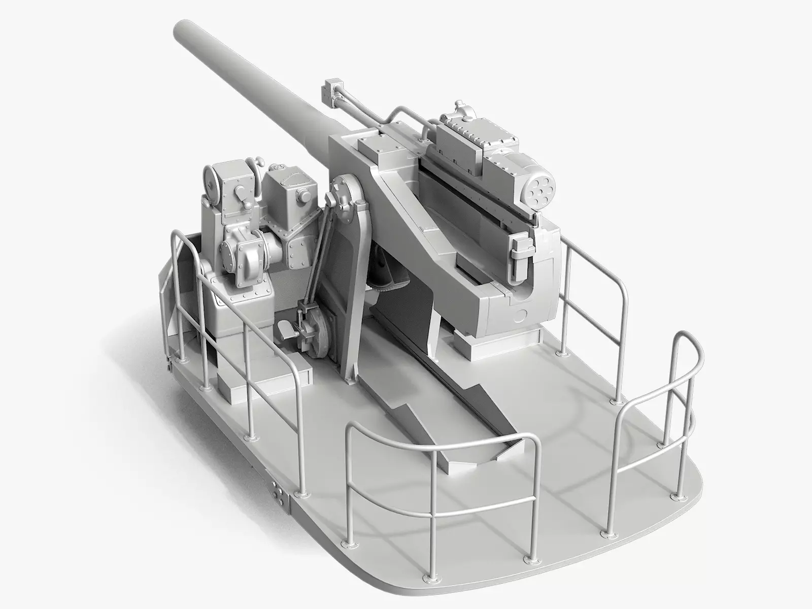 5-inch open mount naval cannon 3D model_0
