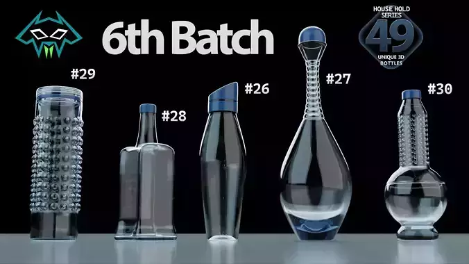 House Hold Series - 49 Unique 3D Bottles - 6th Batch Low-poly 3D model House Hold Series - 49 Unique 3D Bottles - 6th Batch Low-poly 3D model