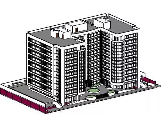8 levels building 3D model
