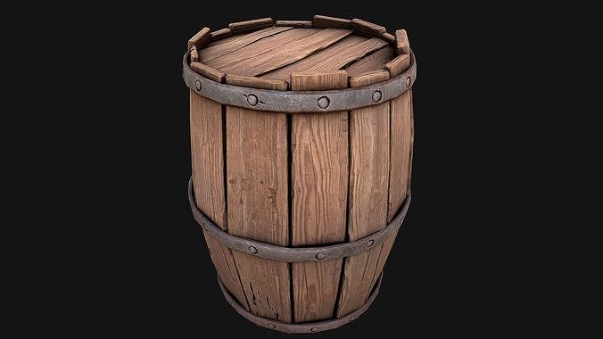 Medieval Wooden Barrel Bazaar Decor Low-poly 3D model 4