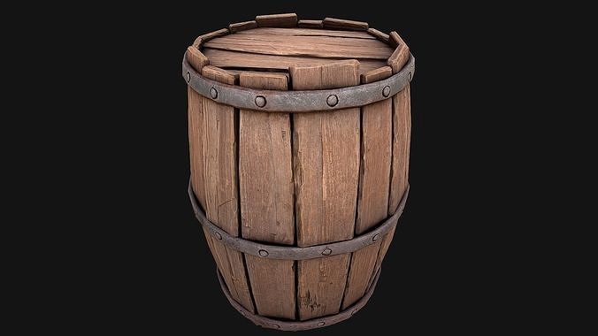 Medieval Wooden Barrel Bazaar Decor Low-poly 3D model 7