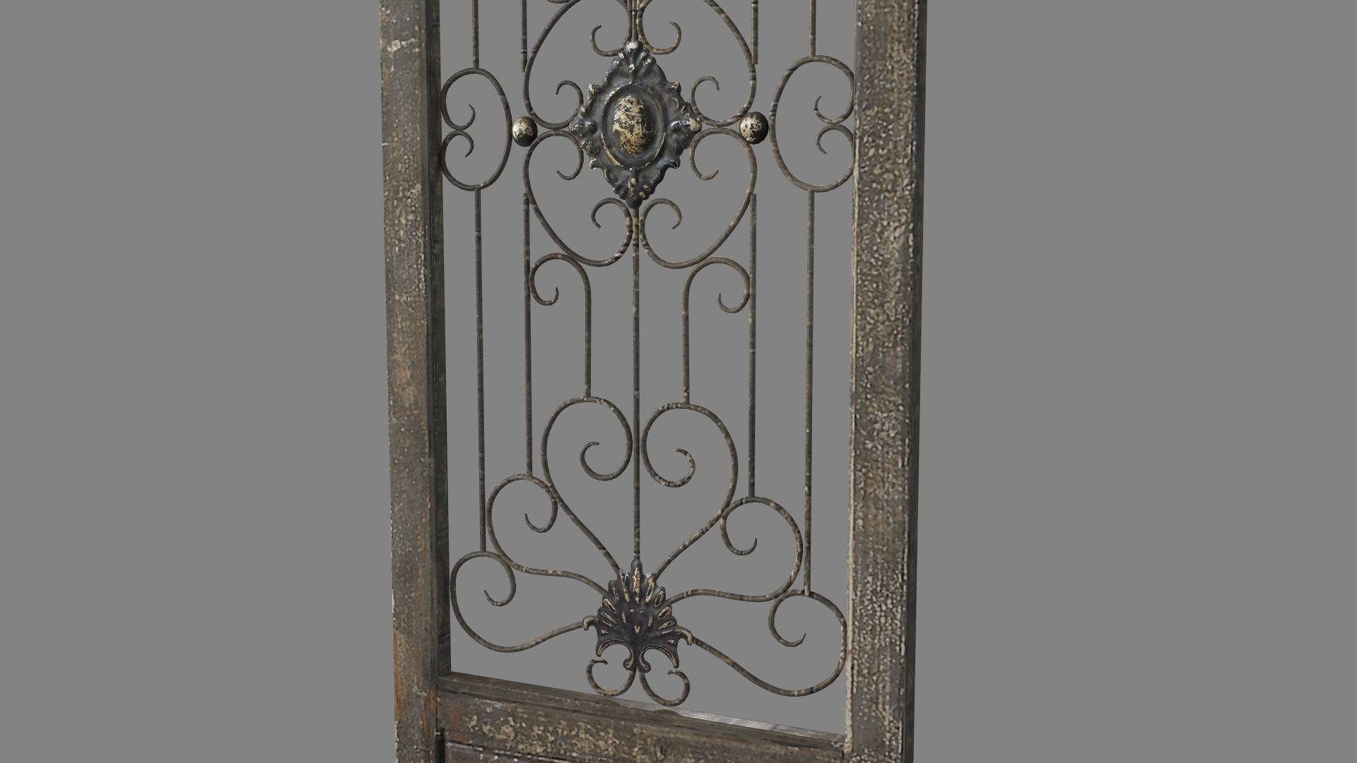 Deco 79 Rustic Wood Wall Decor with Scrolling Ironwork 3D model_4