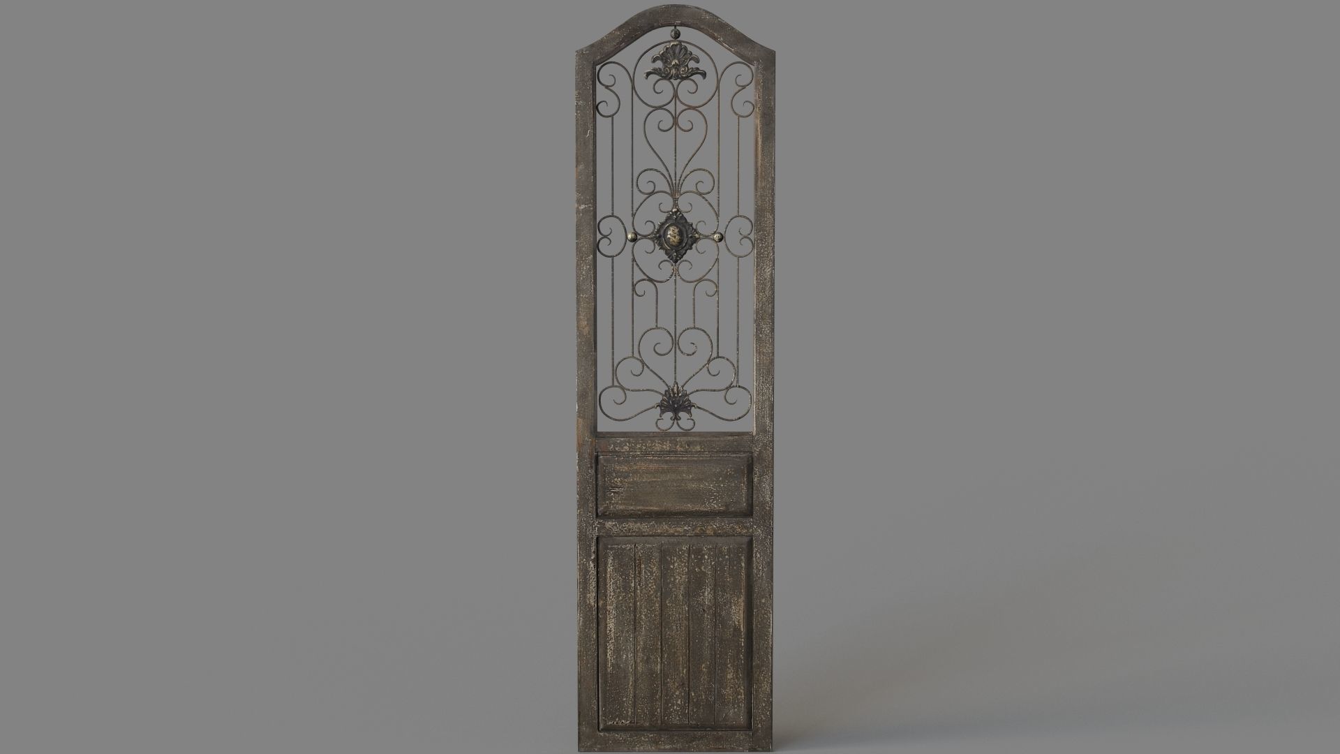 Deco 79 Rustic Wood Wall Decor with Scrolling Ironwork 3D model_1