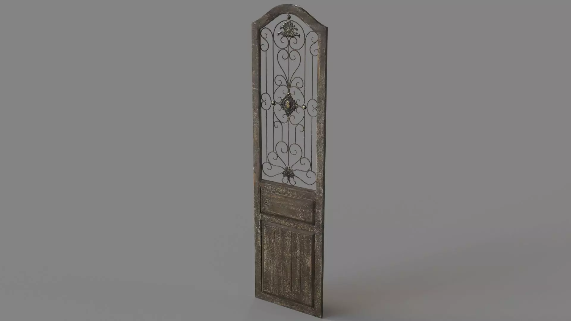 Deco 79 Rustic Wood Wall Decor with Scrolling Ironwork 3D model_0