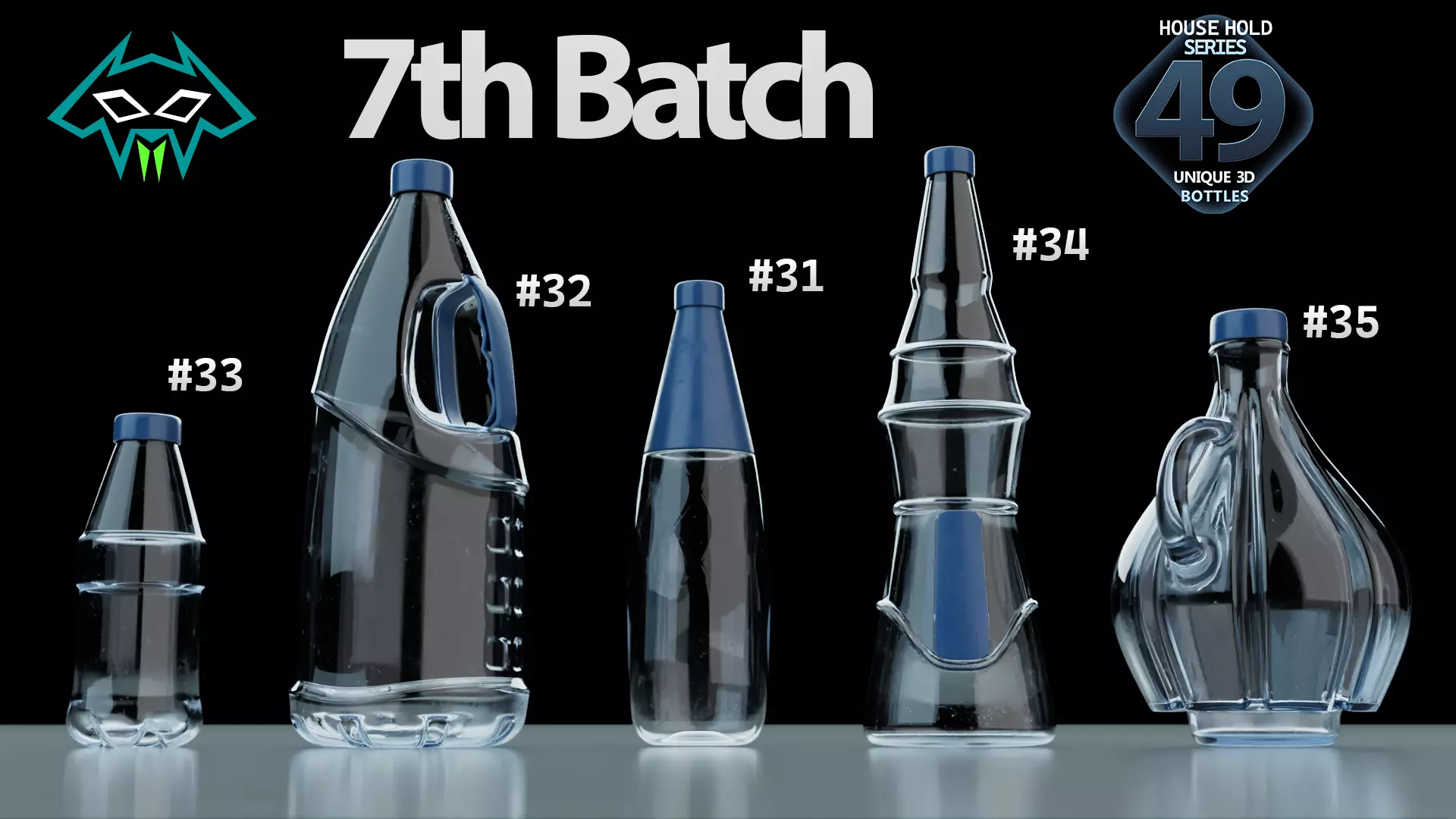 House Hold Series - 49 Unique 3D Bottles - 7th Batch Low-poly 3D model_0