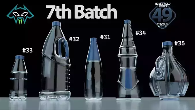 House Hold Series - 49 Unique 3D Bottles - 7th Batch Low-poly 3D model House Hold Series - 49 Unique 3D Bottles - 7th Batch Low-poly 3D model