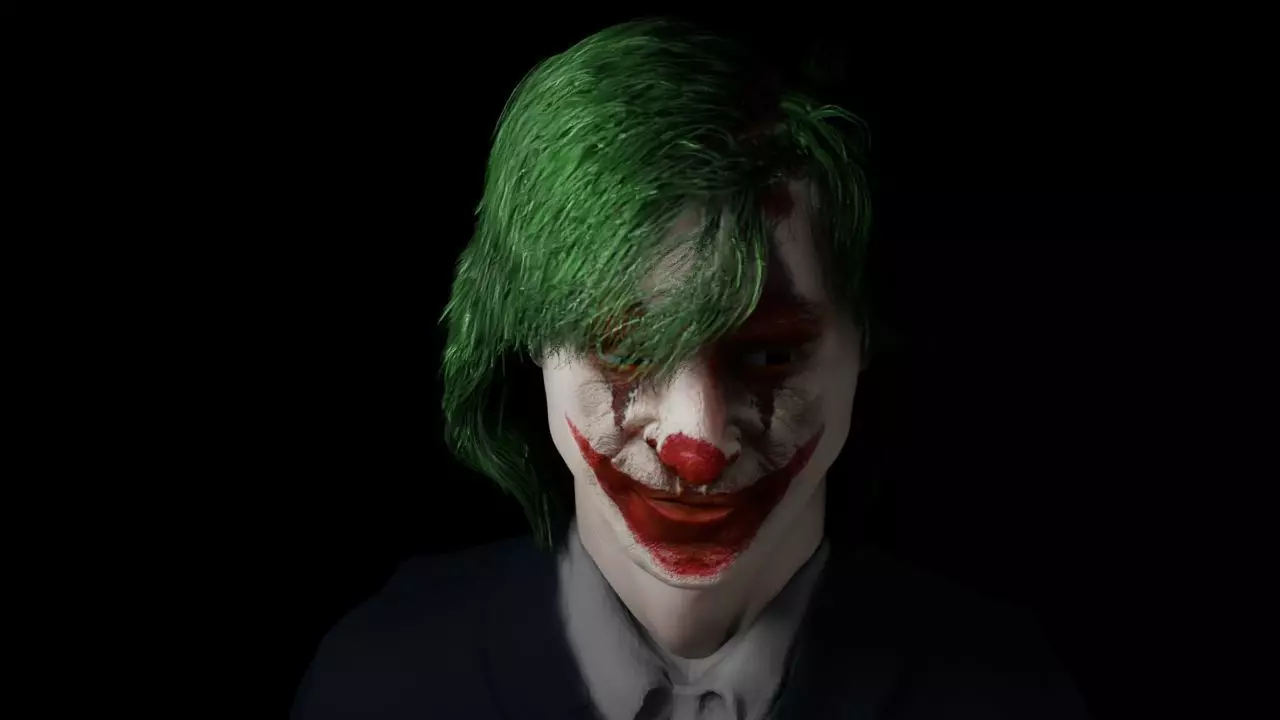 Joker Head rigged animated 3D model