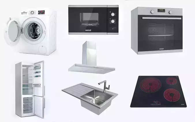 Kitchen appliances pack lowpoly